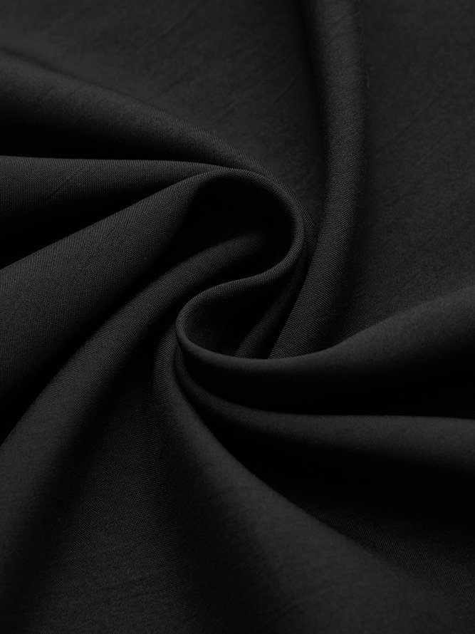 JFN V Neck Elegant Black Slim Fit Knit Midi Prom Dress
