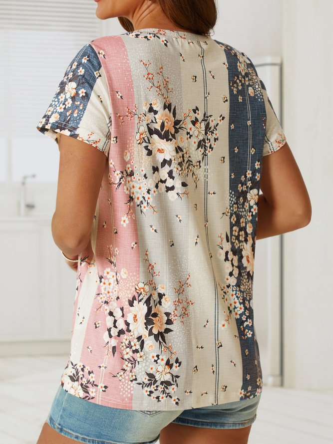 Floral Crew Neck Regular Fit Short Sleeve T-Shirt
