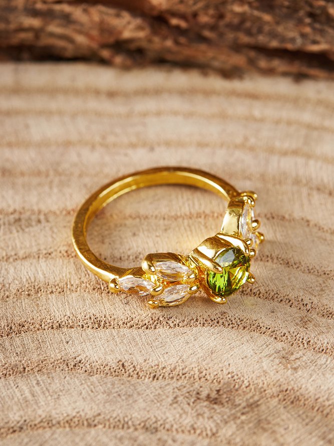 JFN Emerald Zircon Diamond Ring Wedding Engagement Ring