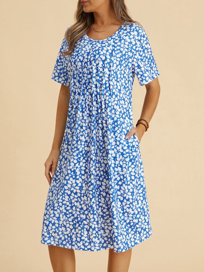 Ditsy Floral Leaves Casual Dress