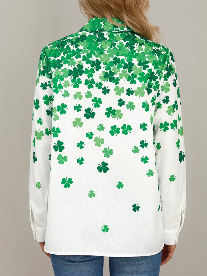 Women's St. Patrick's Day Shamrock Print Shirt