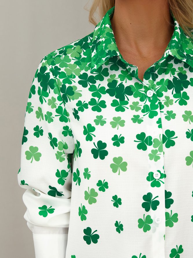 Women's St. Patrick's Day Shamrock Print Shirt