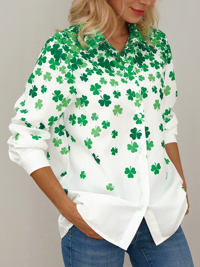 Women's St. Patrick's Day Shamrock Print Shirt