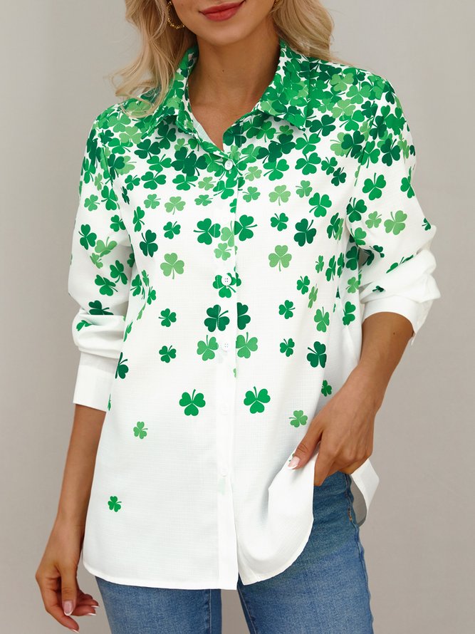 Women's St. Patrick's Day Shamrock Print Shirt