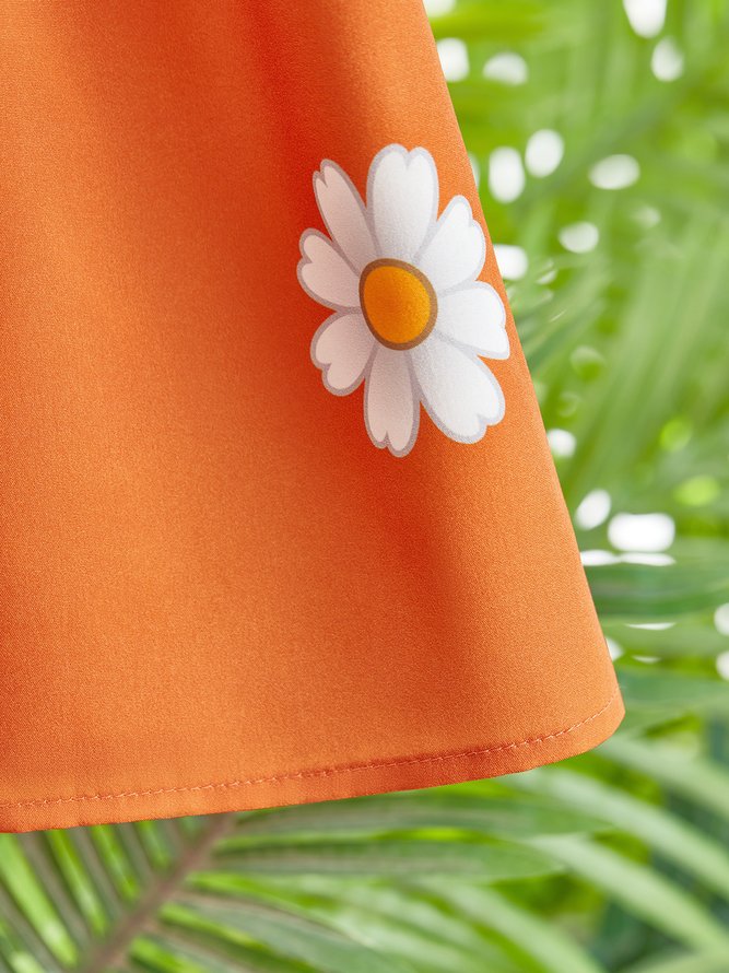 Casual Daisy Loose V neck Three Quarter Sleeve Blouse
