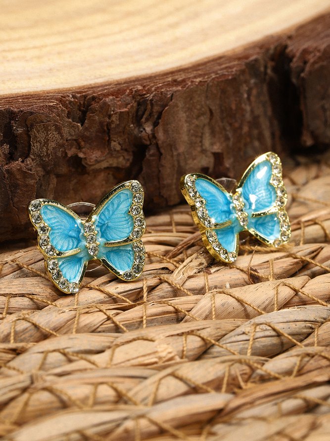 JFN Vintage Klein Blue Butterfly Diamond Earrings