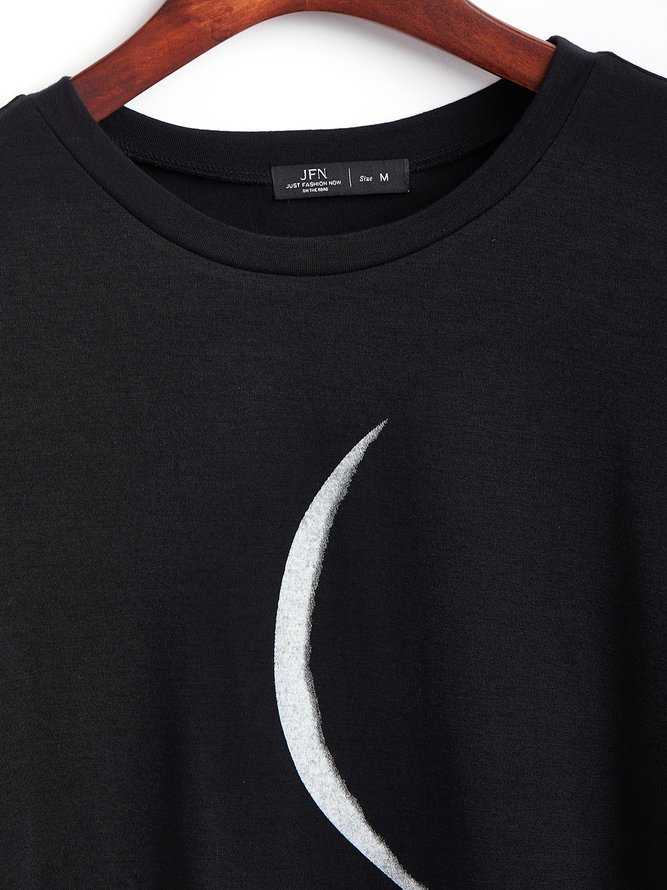 JFN Round Neck Moon Casual T-Shirt/Tee