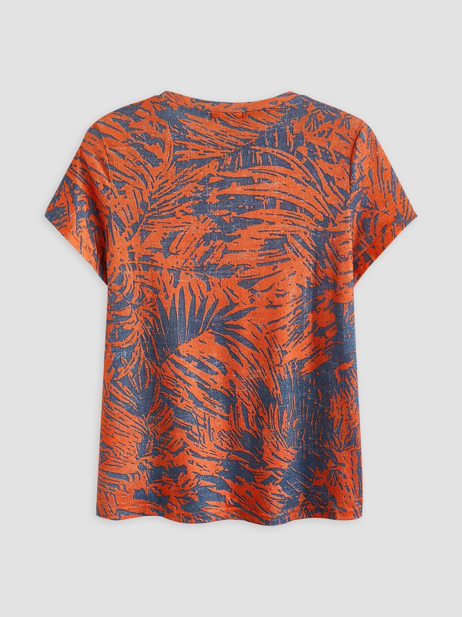 JFN Crew Neck Tropical Plants Vacation T-Shirt/Tee