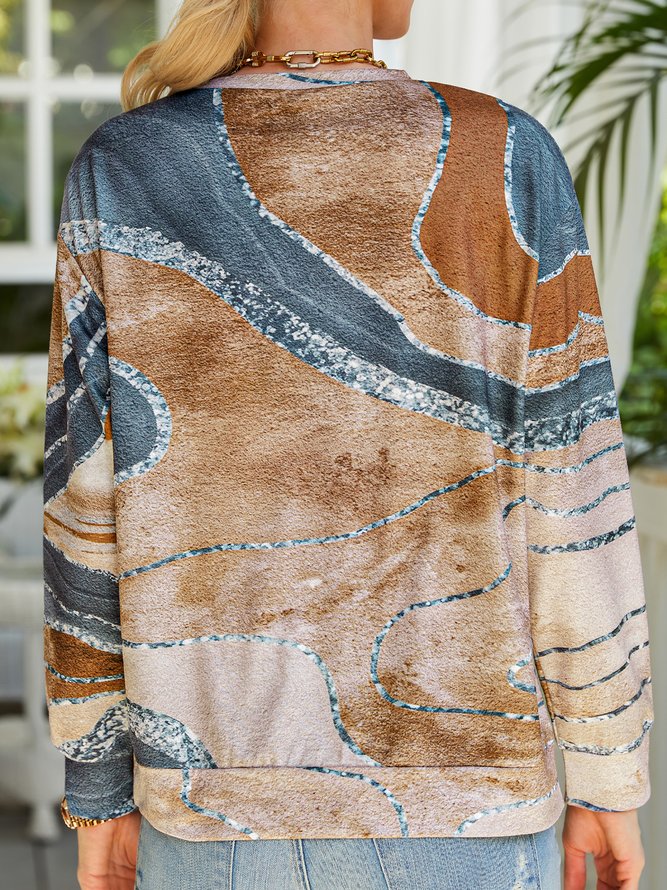 Crew Neck Abstract Sweatshirt