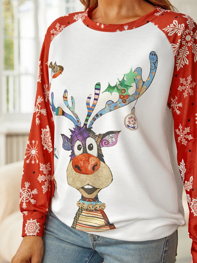 Crew Neck Christmas Snowman Sweatshirt