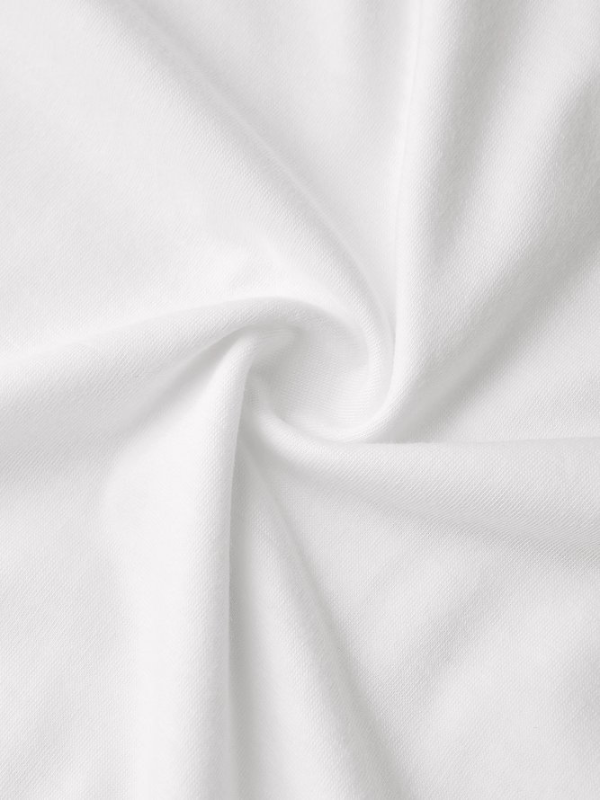 JFN Women V Neck Lace Casual Plain White Basic T-Shirt