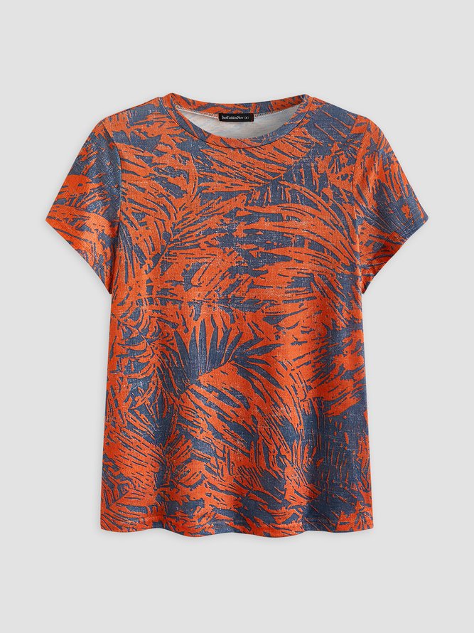 JFN Crew Neck Tropical Plants Vacation T-Shirt/Tee