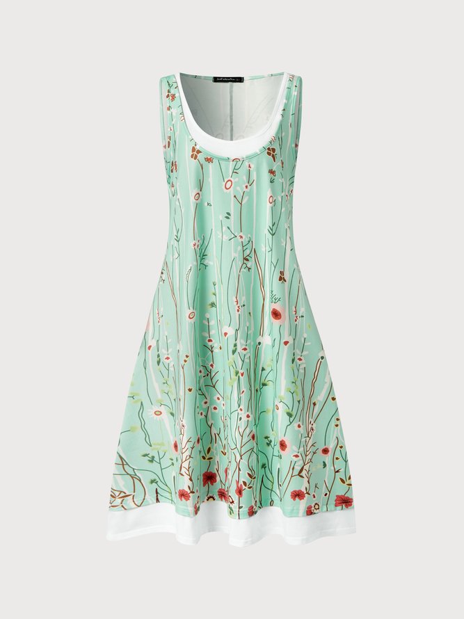 JFN Round Neck floral Casual Midi Dresses