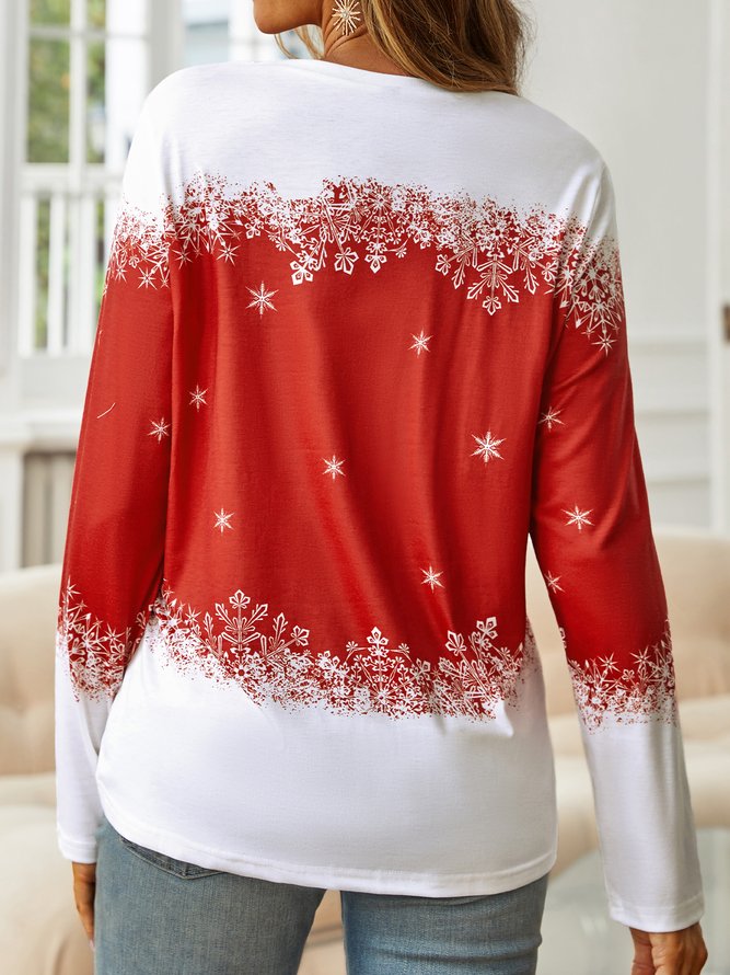 Christmas Snowflake Elk Casual T-Shirt