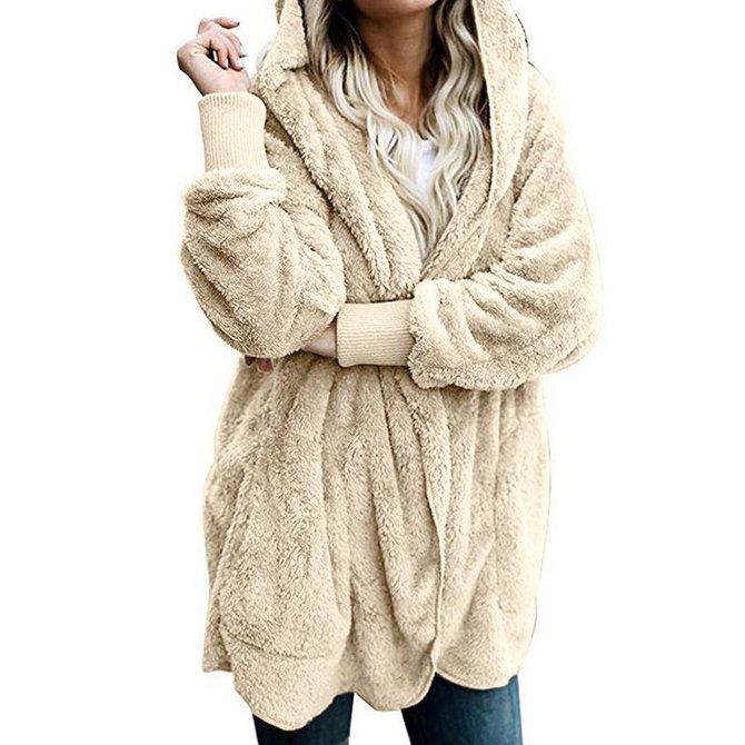 Winter Fluffy Fleece Fur fuzzy hooded jacket Loose teddy bear Coat | justfashionnow