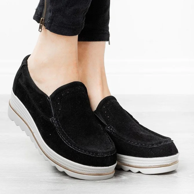 Womens Breathable Suede Round Toe Slip On Platform Shoes | Women Shoes ...