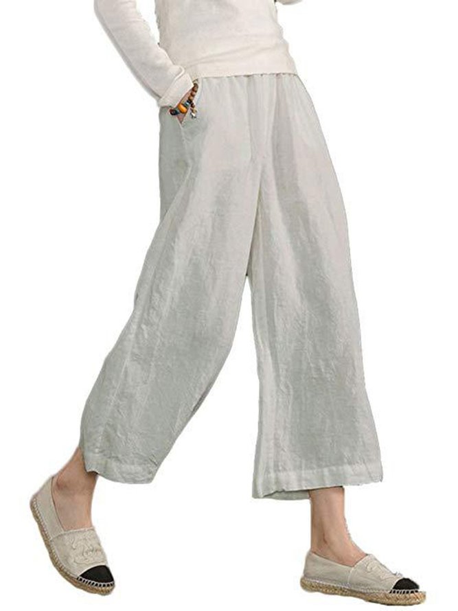Women Solid Casual Linen Nights Pants