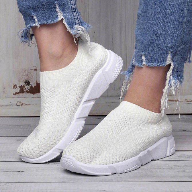 JFN Breathable Elastic Cloth Sneakers Platform Slip On Sneakers