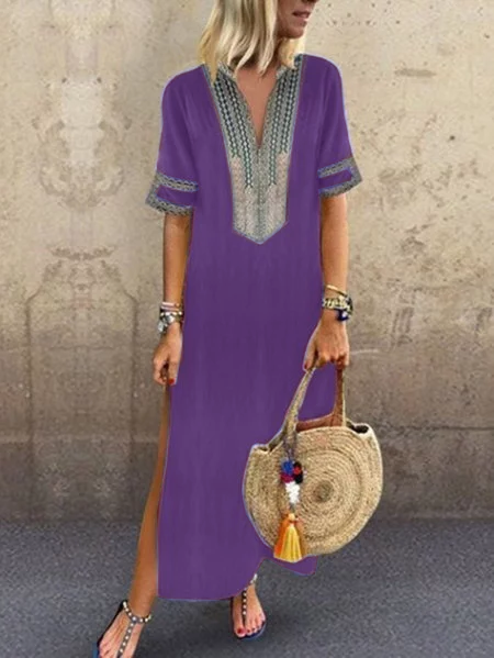 Casual Vintage Ethinc Feature Beach Dress