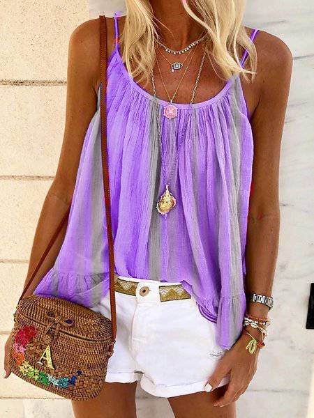 Sleeveless Crew Neck Tops