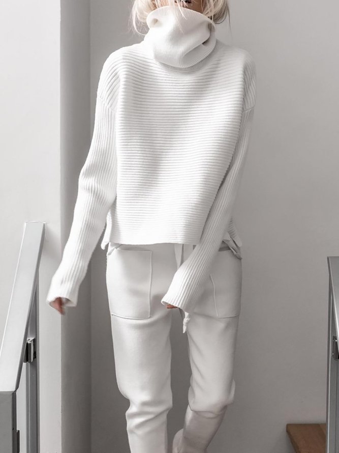 Turtleneck Knitted Two Pieces Pants Two Piece Sets