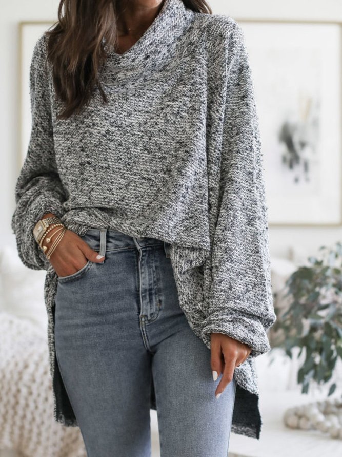 Plain Long Sleeve Casual Sweater