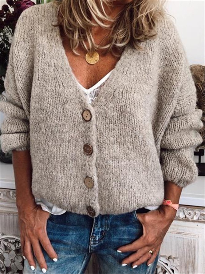 Casual Cotton-Blend Sweater coat