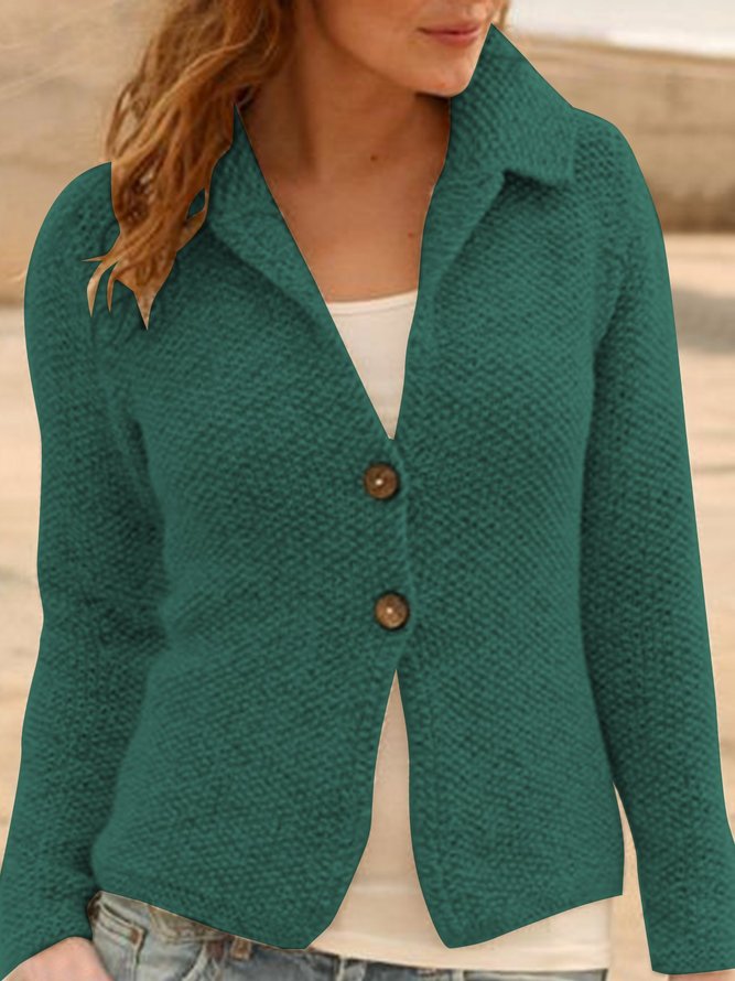 Plus Size Vintage Buttoned Cotton-Blend Knit coat