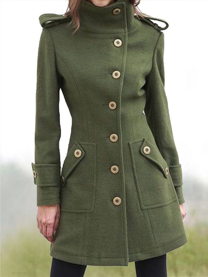 Vintage Wool Blend Long Sleeve Overcoat