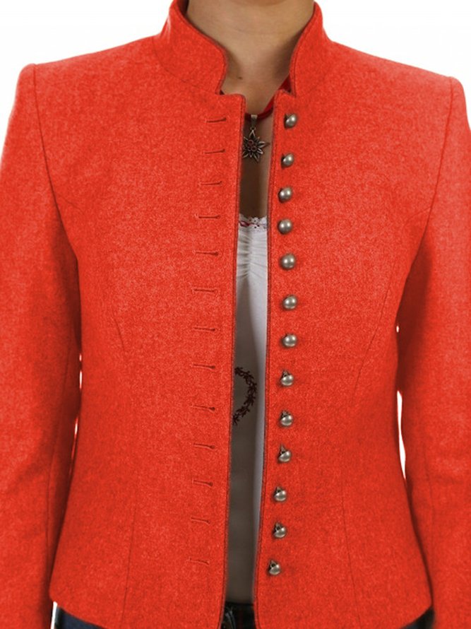 Solid Buttoned Jacket Coat
