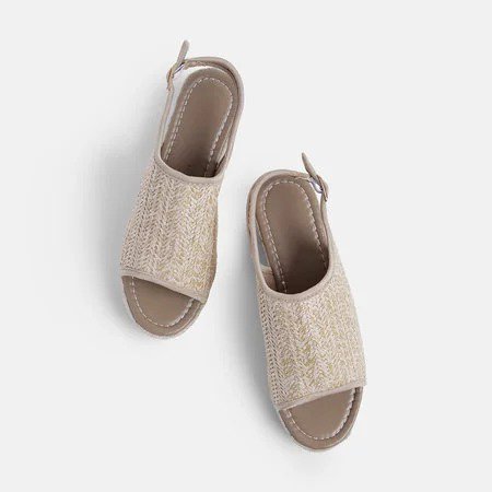 Women's Platform Weaving Peep Toe Buckle Sandals