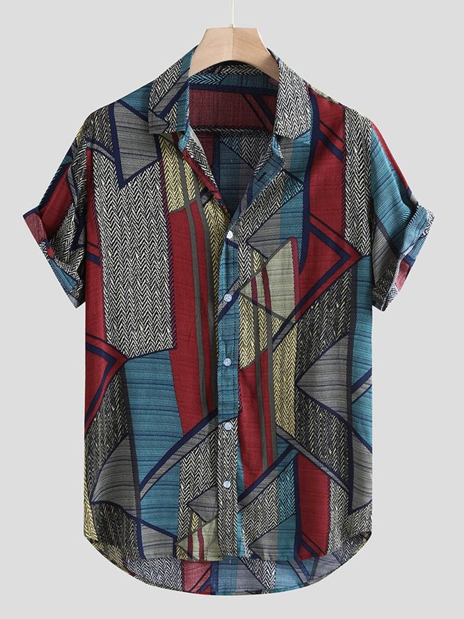Men Casual Cotton Geometric Shirts | justfashionnow