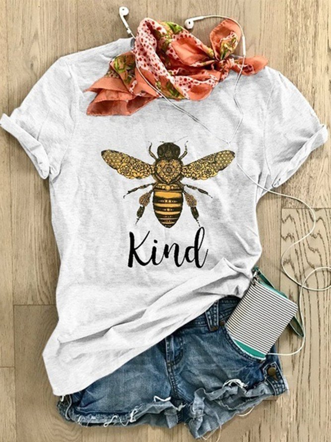 Bee Kind Printed Short Sleeve Round Neck Casual T-shirt