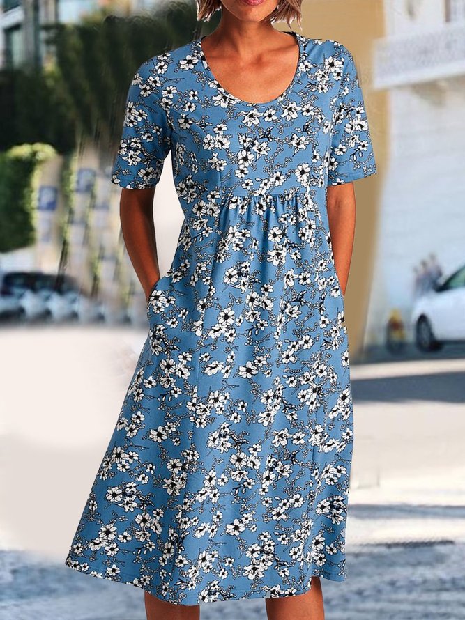 Floral Pockets Midi Dress Plus Size Summer Weaving Dress  justfashionnow