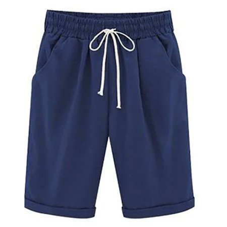 JFN Elastic Waist Solid Causal Pockets Shorts