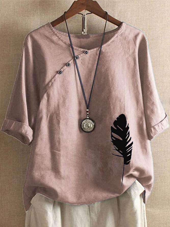 Casual Long Sleeve Printed Crew Neck Tops