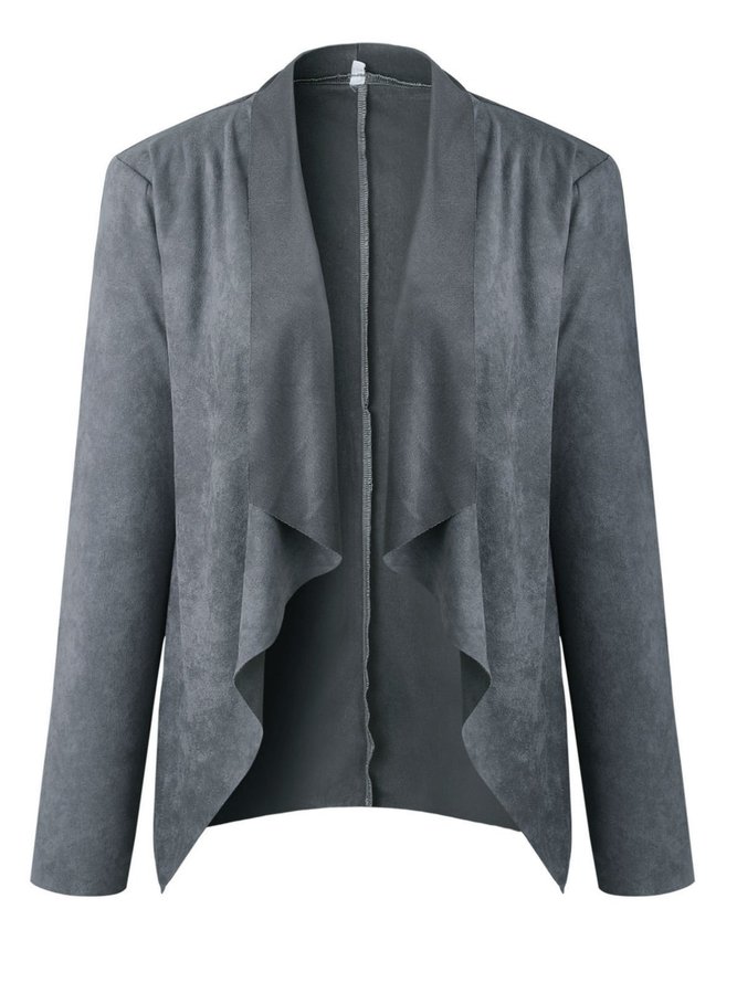 Paneled Casual Long Sleeve Shawl Collar Jacket