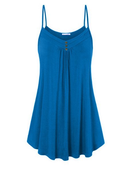 Solid Spaghetti-Strap Casual Cotton-Blend Knitting Dress