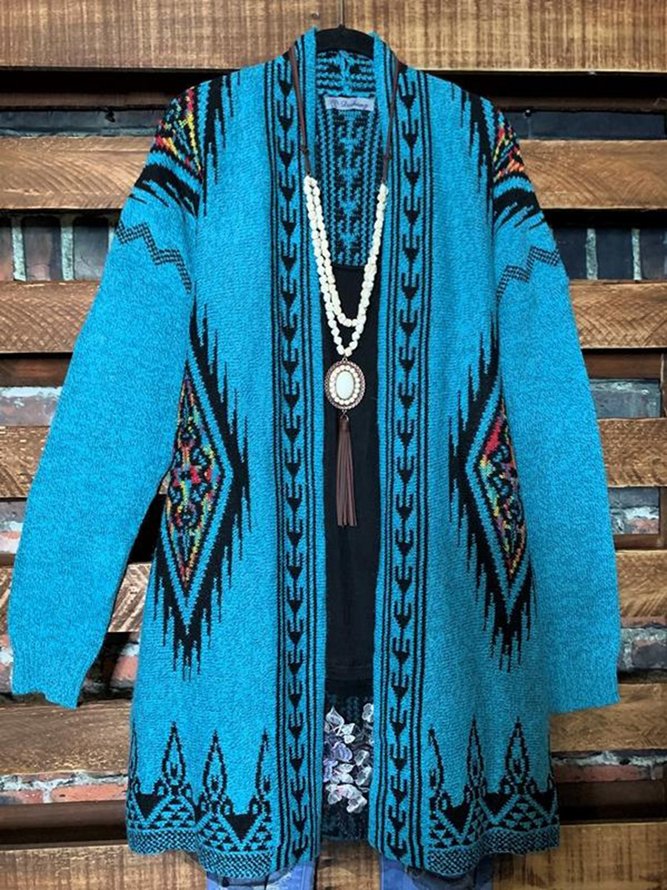 Long Ethnic Pattern Cardigan