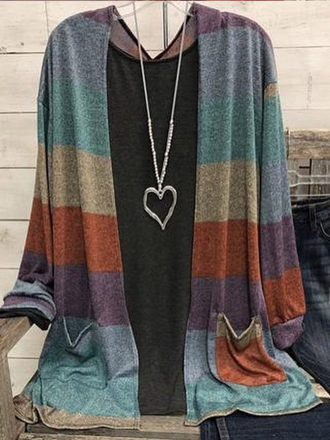 Color Long Sleeve Casual Cardigan