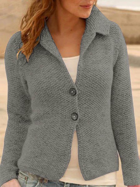 Plus Size Vintage Buttoned Cotton-Blend Knit coat