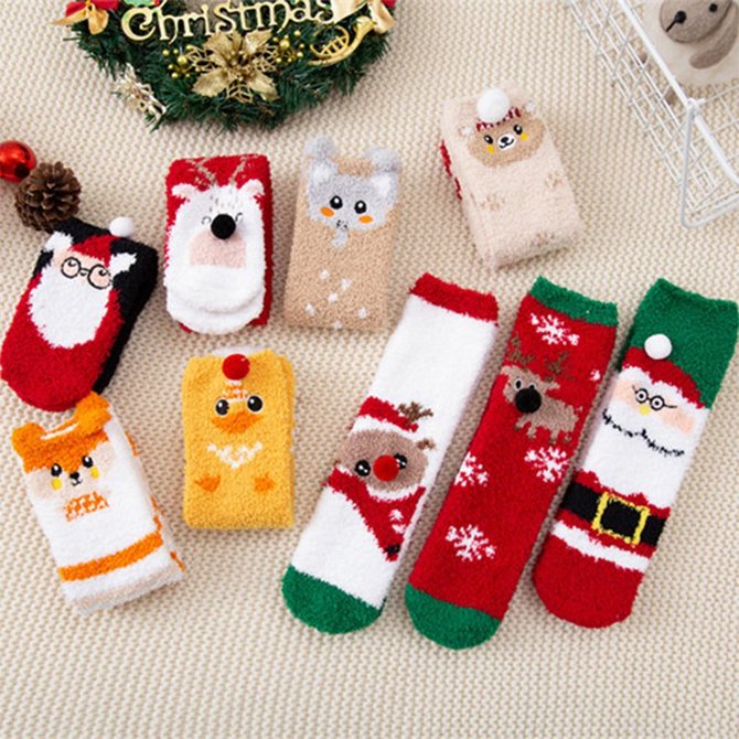 JFN  Coral velvet Christmas lady's socks
