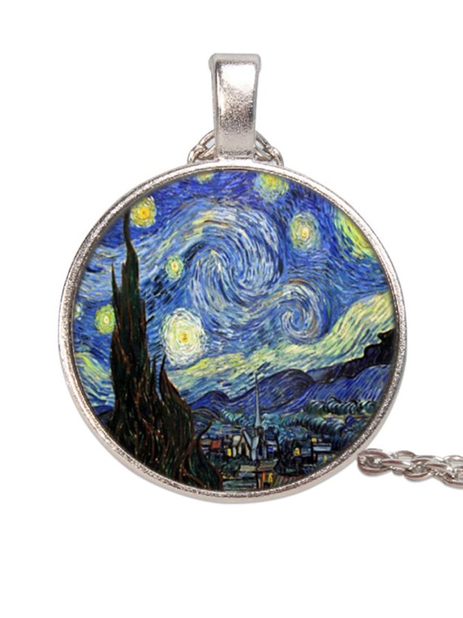 JFN  Alloy  Oil Painting  Necklace