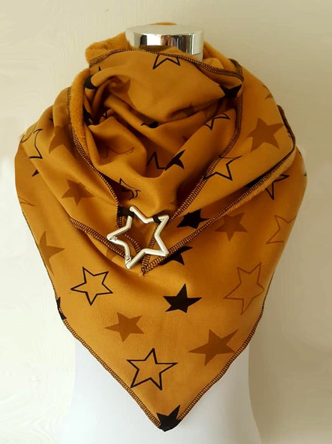 Plush warm retro elegant star contrast color scarf and shawl