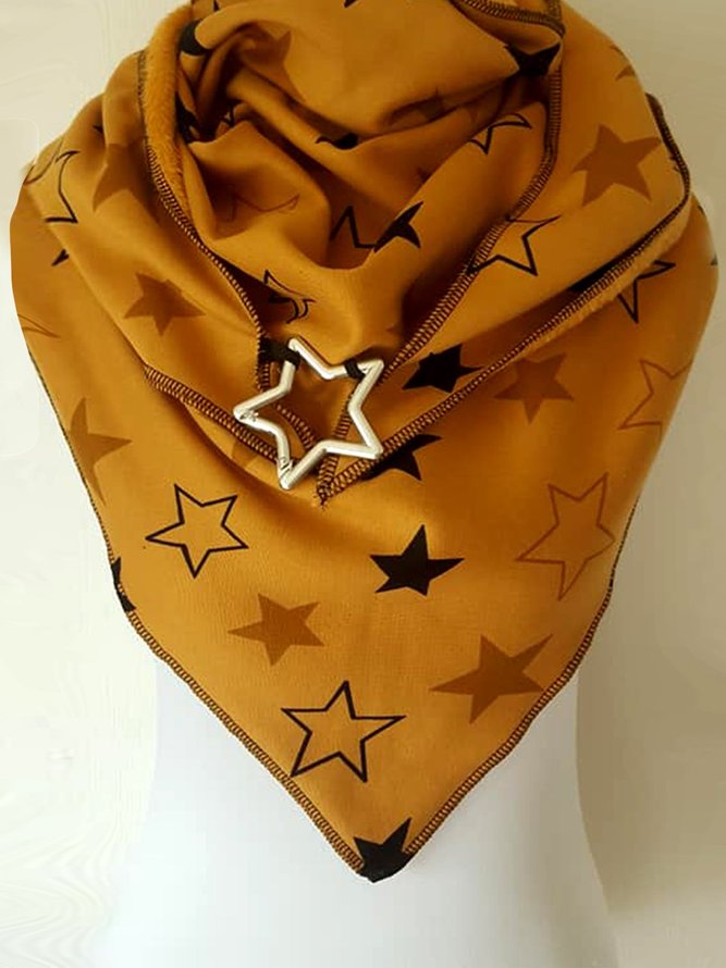 Plush warm retro elegant star contrast color scarf and shawl