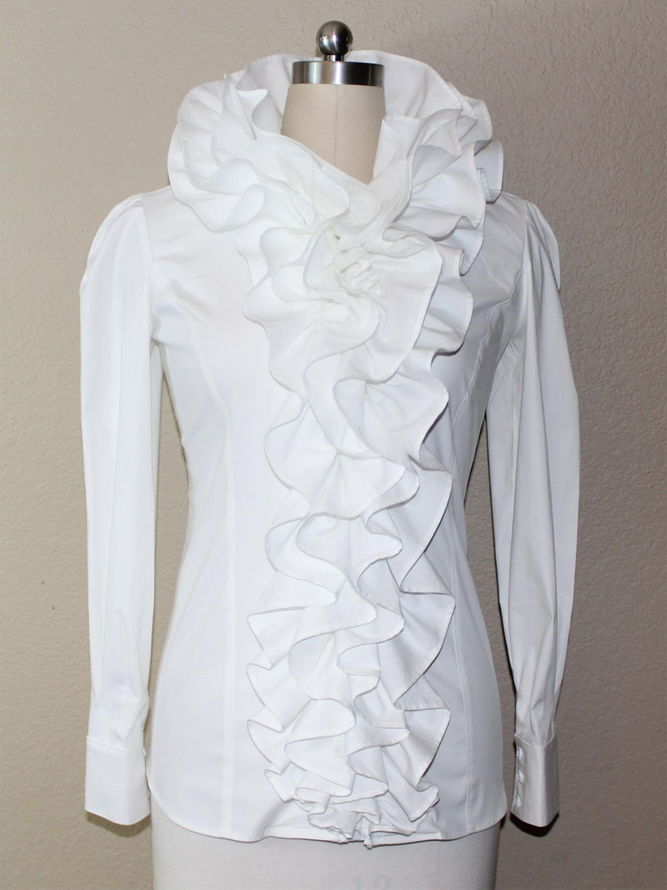 Plain Casual Long Sleeve Blouse
