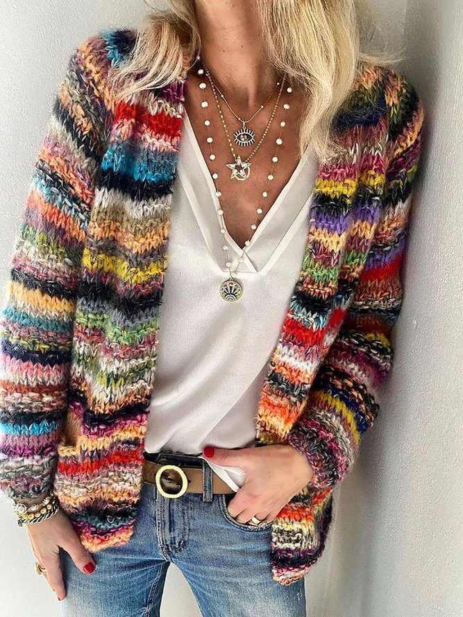 JFN Colorful Stripes Daily Cardigan