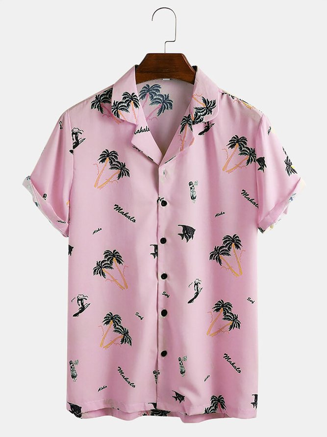 Men's Coconut Tree Shirt Collar Printed Shirts | Men's Clothing | Basic ...