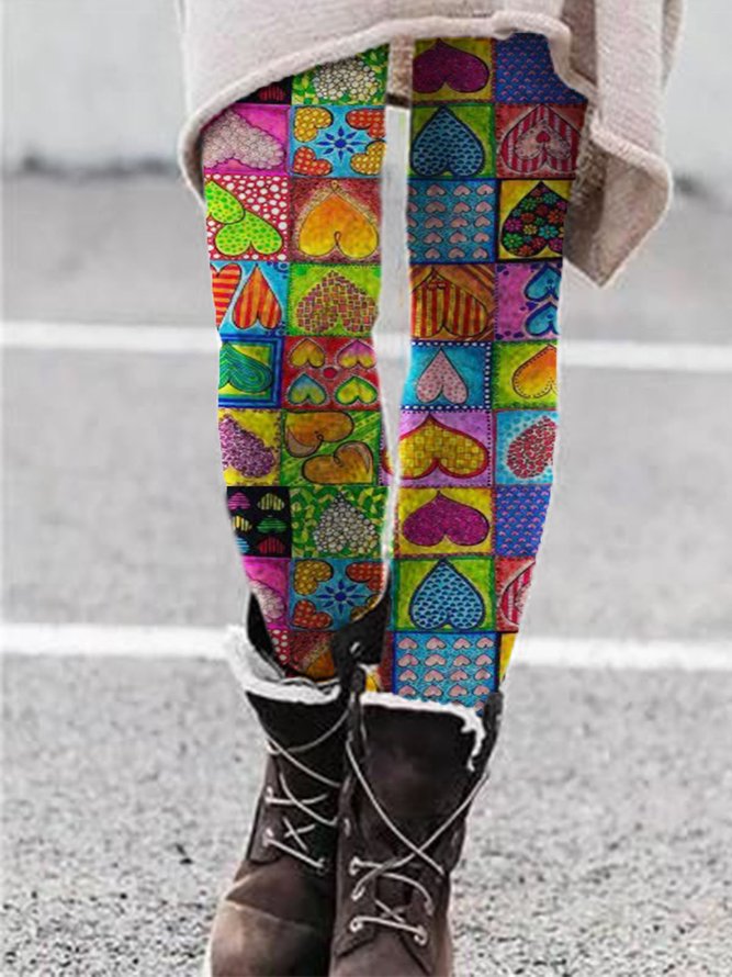 Abstract Cotton-Blend Holiday Leggings