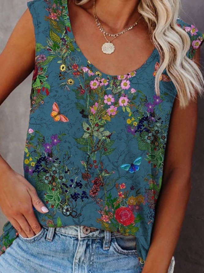 JFN Round Neck Floral Casual Top